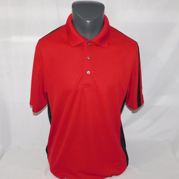 PGA Tour Mens L Red Black Polo Golf Shirt - Picture 1 of 9
